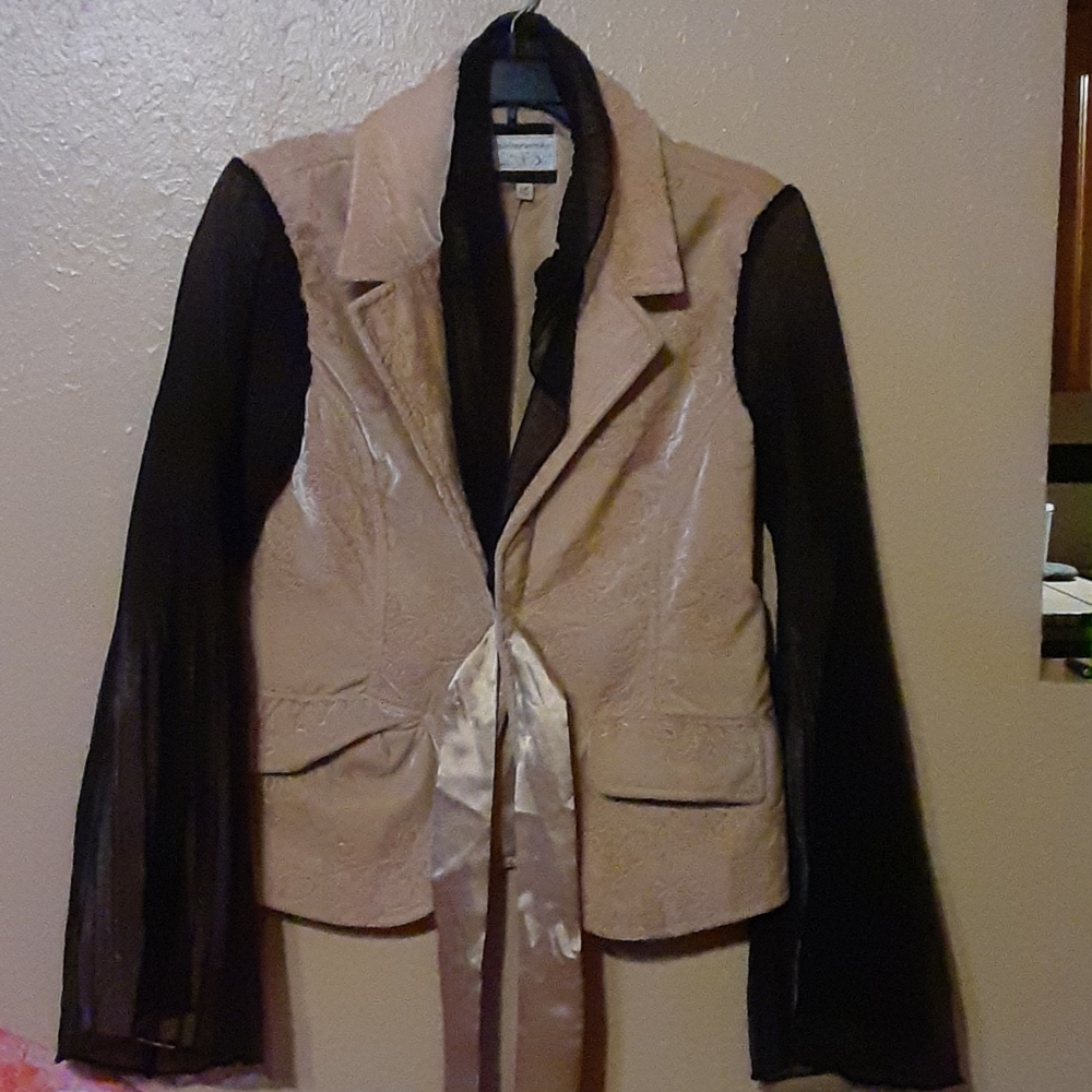 Suede type shere sleeve jacket